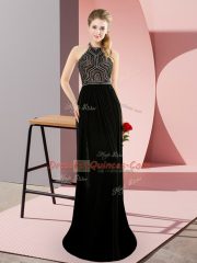 Trendy Black High-neck Neckline Beading Evening Dress Sleeveless Backless