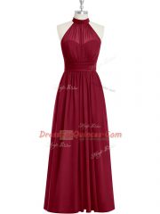 Chic Floor Length A-line Sleeveless Burgundy Party Dress Wholesale Side Zipper