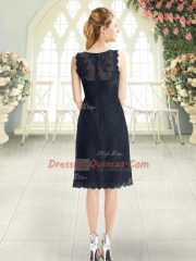 Suitable Black Sleeveless Lace Knee Length