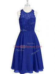 Best Scoop Sleeveless Zipper Royal Blue Chiffon