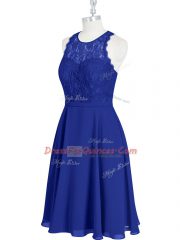 Best Scoop Sleeveless Zipper Royal Blue Chiffon