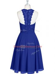 Best Scoop Sleeveless Zipper Royal Blue Chiffon