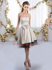 Hot Sale Strapless Sleeveless Tulle Quinceanera Dama Dress Bowknot Zipper