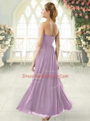 Purple Empire Ruching Evening Dress Zipper Chiffon Sleeveless Ankle Length