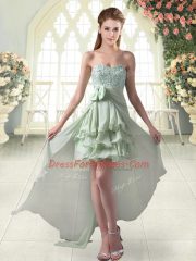 Amazing Sweetheart Sleeveless Chiffon Homecoming Dress Beading and Ruffled Layers Zipper