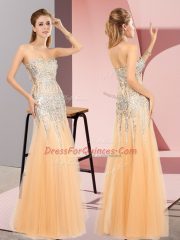 Orange Sweetheart Neckline Beading Sleeveless Zipper