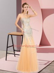 Orange Sweetheart Neckline Beading Sleeveless Zipper