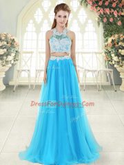 Beauteous Tulle Sleeveless Floor Length Homecoming Dress and Lace
