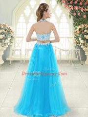 Beauteous Tulle Sleeveless Floor Length Homecoming Dress and Lace