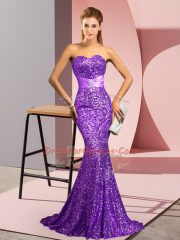 Attractive Sleeveless Sweep Train Backless Beading Prom Dresses