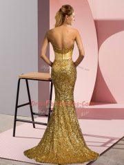 Attractive Sleeveless Sweep Train Backless Beading Prom Dresses