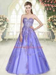 Lavender Prom Dress Prom and Party with Appliques Sweetheart Sleeveless Lace Up