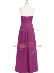 Vintage Fuchsia Sleeveless Ruching Floor Length Prom Dress