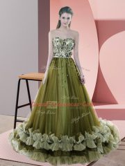 Sleeveless Sweep Train Lace Up Beading and Appliques Homecoming Dress