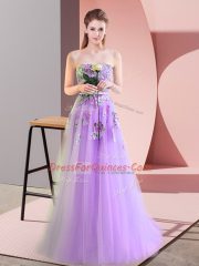 Romantic Sweetheart Sleeveless Tulle Homecoming Dress Appliques Lace Up