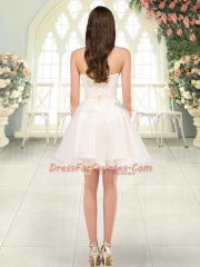Perfect Tulle Sweetheart Sleeveless Lace Up Beading and Appliques Prom Evening Gown in Champagne