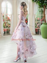 High Class White Strapless Neckline Appliques Prom Party Dress Sleeveless Lace Up