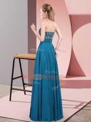 Admirable Green Empire Strapless Sleeveless Chiffon Floor Length Zipper Beading Prom Dress