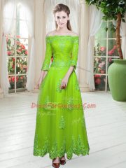 3 4 Length Sleeve Lace Floor Length Prom Evening Gown