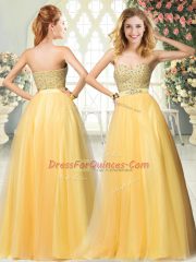 Low Price Sweetheart Sleeveless Tulle Prom Dresses Beading Zipper