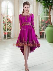 Admirable Tulle Scoop Long Sleeves Lace Up Embroidery Prom Dresses in Purple Admirable Tulle Scoop Long Sleeves Lace Up Embroidery Prom Dresses in Purple