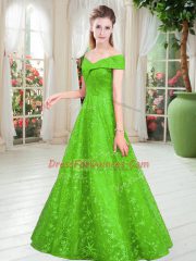 Top Selling Sleeveless Floor Length Beading Lace Up Prom Evening Gown with