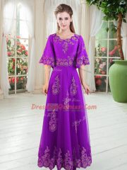 Beautiful Half Sleeves Lace Lace Up Prom Party Dress