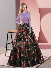 Lace Up Prom Party Dress Multi-color for Prom and Party and Military Ball with Appliques Sweep Train