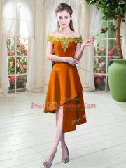 Charming Orange Off The Shoulder Neckline Appliques Sleeveless Zipper