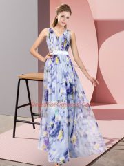 Sleeveless Zipper Floor Length Pattern Dress for Prom
