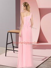 Admirable Pink Sleeveless Ruching Floor Length Homecoming Dress