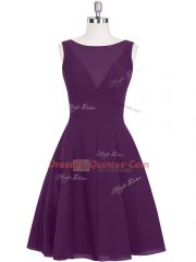 Ruching Dress for Prom Eggplant Purple Zipper Sleeveless Mini Length