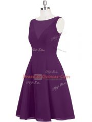 Ruching Dress for Prom Eggplant Purple Zipper Sleeveless Mini Length