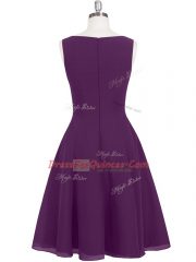 Ruching Dress for Prom Eggplant Purple Zipper Sleeveless Mini Length