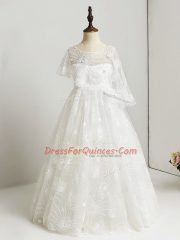 Clearance A-line Flower Girl Dresses for Less White Scoop Floor Length Side Zipper