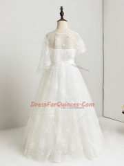 Clearance A-line Flower Girl Dresses for Less White Scoop Floor Length Side Zipper