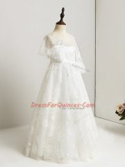 Clearance A-line Flower Girl Dresses for Less White Scoop Floor Length Side Zipper
