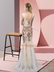 Decent Champagne Backless V-neck Sequins Homecoming Dress Tulle Sleeveless