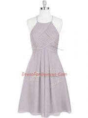 High Quality Grey Sleeveless Chiffon Zipper Juniors Party Dress for Prom and Party
