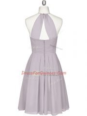 High Quality Grey Sleeveless Chiffon Zipper Juniors Party Dress for Prom and Party