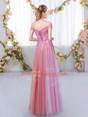 Charming Sleeveless Floor Length Lace Lace Up Court Dresses for Sweet 16 with Lavender