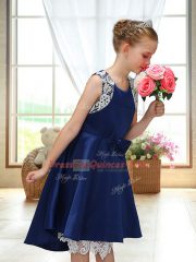 Free and Easy Satin Sleeveless High Low Flower Girl Dresses for Less and Lace and Bowknot