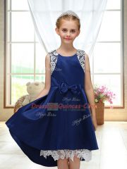 Free and Easy Satin Sleeveless High Low Flower Girl Dresses for Less and Lace and Bowknot