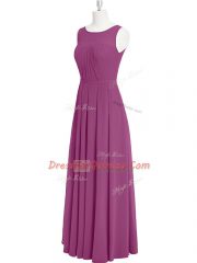 Classical Purple Sleeveless Floor Length Ruching Zipper Prom Dresses
