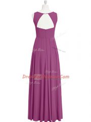 Classical Purple Sleeveless Floor Length Ruching Zipper Prom Dresses