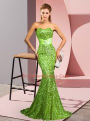 Colorful Zipper Sweetheart Beading Prom Dresses Sequined Sleeveless Sweep Train