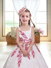 Cheap White Sleeveless Embroidery Ankle Length Toddler Flower Girl Dress