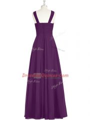 Eggplant Purple Sleeveless Chiffon Zipper Prom Party Dress for Prom and Party