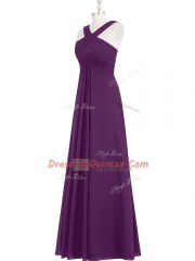 Eggplant Purple Sleeveless Chiffon Zipper Prom Party Dress for Prom and Party