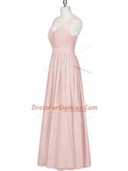 Chic Floor Length Empire Sleeveless Pink Prom Dresses Zipper